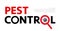 Pest control banner such as coronavirus. silhouette of virus, bacteria under a magnifying glass on a white background