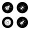 Pest control glyph icons set