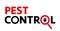 Pest control web banner such as encephalitis tick. silhouette of a tick under a magnifying glass on a white background.