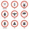 Pest and insect control, vector icons set