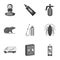 Pest, poison, personnel and various equipment monochrome icons in set collection for design. Pest control service vector