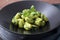 Pesto gnocchi, garlic and fresh herbs olive oil, delish homemade,