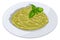 Pesto pasta plate. Fresh tasty food icon