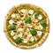 Pesto Pizza, American Food Product Mockup  on White Background - Generative AI