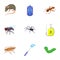 Pests icons set, cartoon style