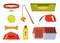 Pet accessories and food set. Dogs and cats supplies, pet shop equipment, toys, home, bowl, cage, scratching post, ball, collar,