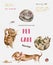 Pet care banner with watercolor cats and dogs. Vet service, cats and dogs care, animals health care, hospital advertising poster d