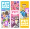 Pet care banners, cat care items and toys, goods