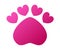 Pet care icon in love symbol in animal footprint. Pet shop logo template or store signboard. Dog`s paw in the shape of a heart.