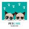 Pet care service, pet shop logo, health and life, cat design, vector illustration.