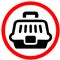 Pet carry case allowed red circular road sign symbol