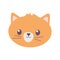 Pet cat face feline cartoon isolated icon on white background