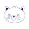 Pet cat face feline cartoon isolated icon on white background