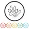 Pet check logo. Set icons in color circle buttons