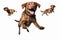 pet dog background purebred adorable cute animal doggy fly white jump. Generative AI.