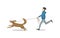 Pet Dog and Its Owner Running Isolated Vector