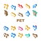 Pet Domestic, Farm And Sea Aqua Icons Set Vector