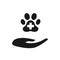 Pet first aid icon. Dog or cat paw print. Medical cross symbol. Illustration