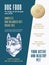 Pet Food Product Label Template. Abstract Vector Packaging Design Layout. Modern Typography Banner with Hand Drawn Husky
