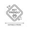 Pet friendly zone traffic sign pixel perfect linear icon. Animals walking place, welcome area. Thin line customizable