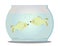 Pet Goldfish Bowl With 2 fish Over A White Background