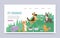 Pet grooming service and healthcare products cartoon web template vector illustration with dogs of different breeds.