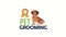 pet grooming service lettering with dog animation