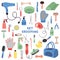 Pet grooming tools set. Dog and cat care, grooming, hygiene, health, accessories, vets