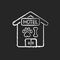 Pet hotel chalk white icon on black background