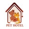 Pet hotel colored logo design.Pet house building or temporary home for cats and dogs