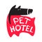 Pet Hotel for Dogs and Cats Creative Banner, Hospitality Service for Pets Concept. Cute Black Puppy and Typography