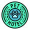 Pet hotel emblem icon, outline style