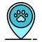 Pet hotel location icon, outline style