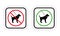 Pet on Leash Walk Zone Forbidden Pictogram. Ban Walking Dog Black Silhouette Icon. Allow Walk Animal Red Symbol