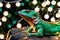 Pet lizard luxuriating in the gentle radiance of christmas lights