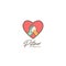 Pet lover logo, pet shop or shelter logo with dog and cat paw hi five inside love amour icon