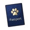 Pet passport, formal document, certificate for dog, cat, transportation