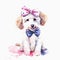 Pet Portrait: Poodle Puppy with a Playful Bandana and Watercolor Background AI Generated