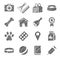 Pet products, icons, grey, shading with pencil, vector.