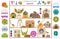 Pet rodents home accessories icon set flat style isolated on white. Healthcare collection. Create own infographic about guinea pig