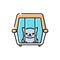 Pet shelter, pet shop, veterinary line icon, cat in pet carrier, vector illustration