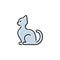 Pet shelter, pet shop, veterinary line icon, cat sitting in profile, vector illustration