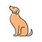 Pet shelter, pet shop, veterinary line icon, dog sitting in profile, vector illustration