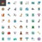 Pet shop accessories filled outline icons set