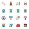 Pet shop accessories filled outline icons set