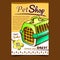 Pet Shop Animal Transportation Box Banner Vector
