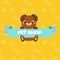 Pet shop banner with funny cartoon dog. Little puppy hanging on advertisement for animals store