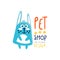 Pet shop colorful logo template original design, hand drawn vector Illustration