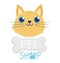 Pet shop, cute cat face bone domestic animal cartoon