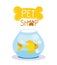 Pet shop, cute fish in glass bowl domestic cartoon